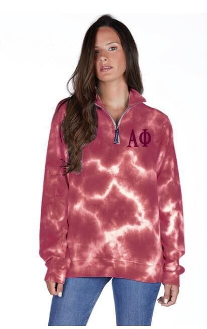 tie dye quarter zip sweatshirt