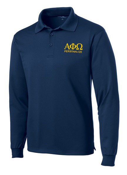 Alpha Phi Omega- $35 World Famous Long Sleeve Dry Fit Polo