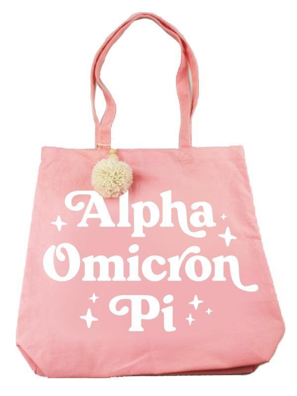 Alpha Omicron Pi Retro Pom Pom Tote Bag SALE $19.99 ...