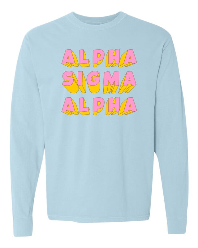 Alpha Sigma Alpha 3Delightful Long Sleeve TShirt Comfort Colors SALE