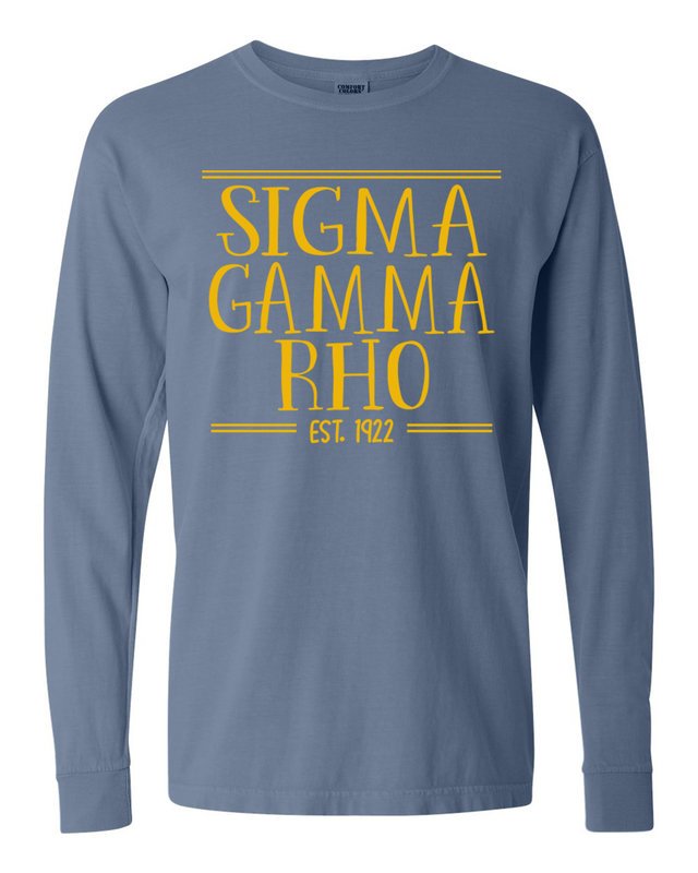 Sigma Gamma Rho Comfort Colors Custom Long Sleeve T Shirt Sale 2895 Greek Gear® 1273