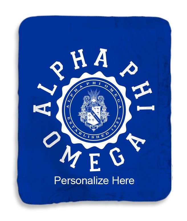 Alpha Phi Omega Seal Sherpa Lap Blanket