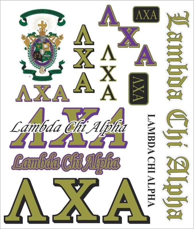 Lambda Chi Alpha Multi Greek Decal Sticker Sheet SALE 15.99. Greek Gear®