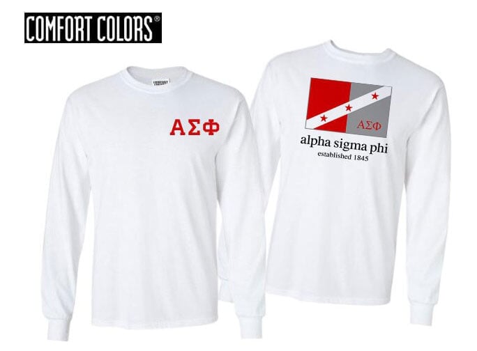 Alpha Sigma Phi Flag Long Sleeve Tshirt Comfort Colors SALE 30.00