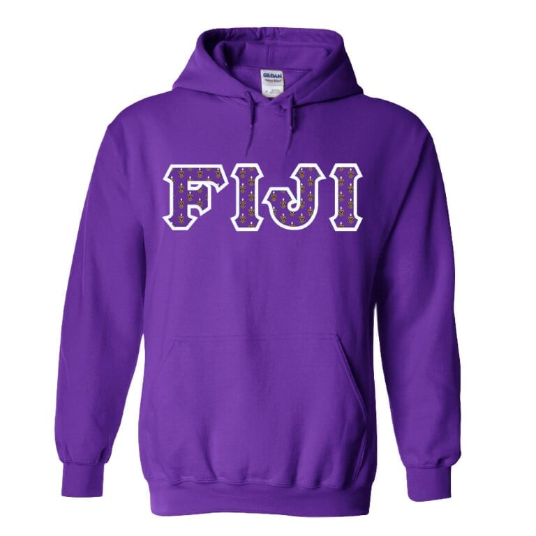 FIJI Fraternity Crest - Shield Twill Letter Hooded Sweatshirt SALE $48. ...