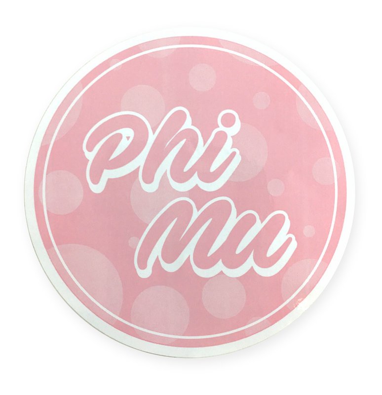 Phi Mu  Bumper Stickers  4 Round SALE 2 95 Greek Gear 