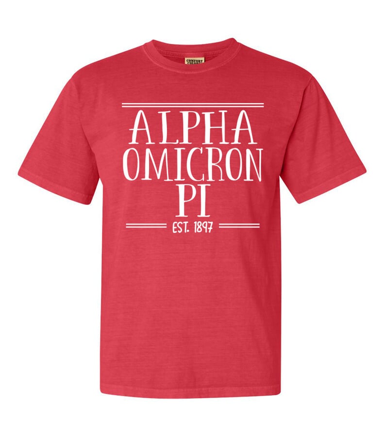 Alpha Omicron Pi Comfort Colors Custom Heavyweight TShirt SALE 25.00