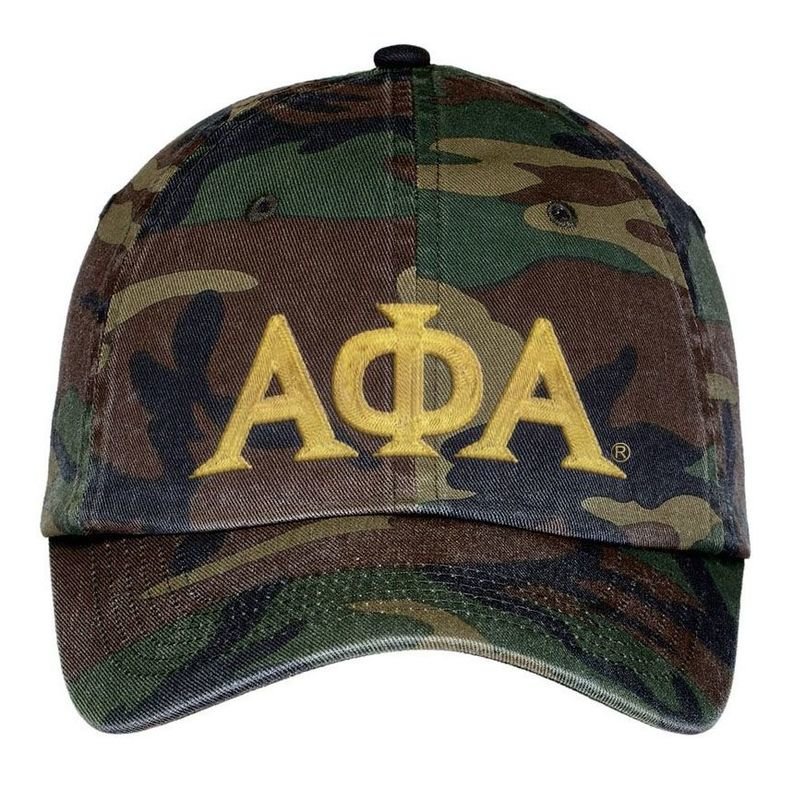 Alpha Phi Alpha Lettered Camouflage Hat SALE $21.95. - Greek Gear®