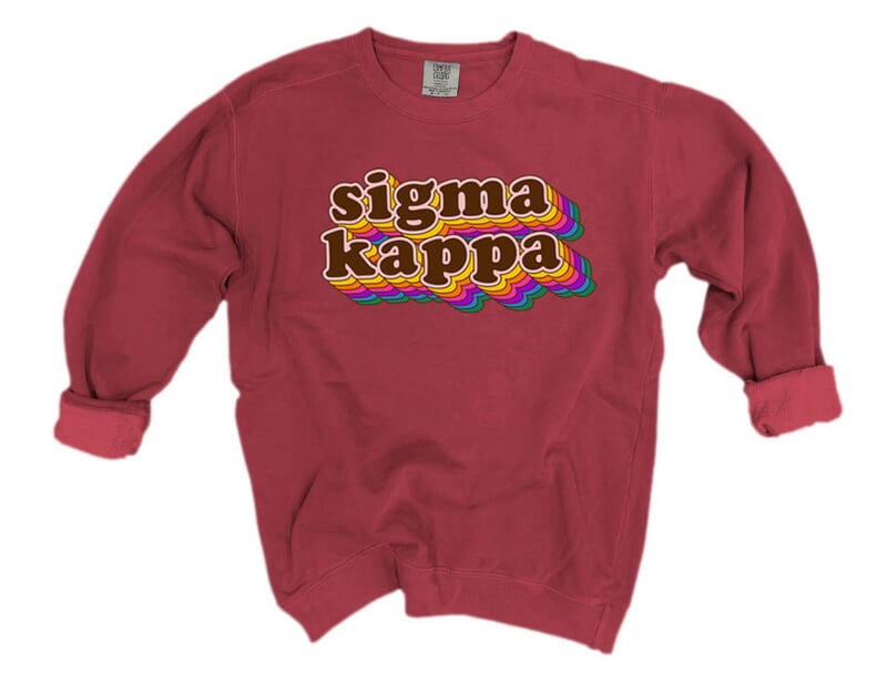 sigma kappa retro maya comfort colors crewneck sweatshirt comfort colors sweatshirt size chart