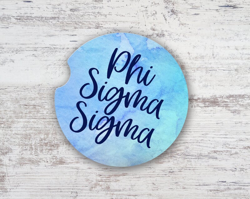 Phi Sigma Sigma Watercolor Sandstone Car Cup Holder Coaster Sale 7 95 Greek Gear