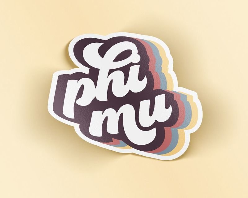 Phi Mu  Retro Sticker  SALE 4 99 Greek Gear 