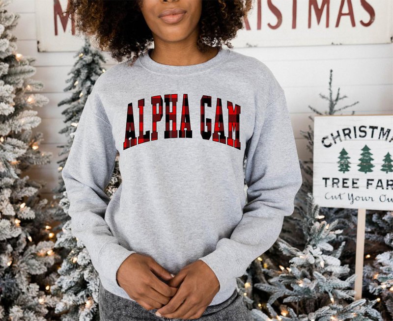 Alpha Gamma Delta Christmas Plaid Nickname Sweatshirt