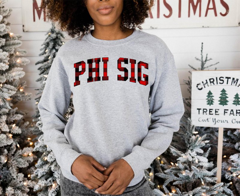 Phi Sigma Sigma Christmas Plaid Nickname Sweatshirt