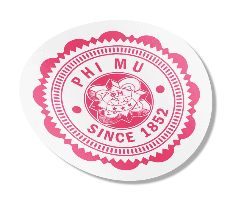 Phi Mu 5" Sorority Seal Bumper Sticker
