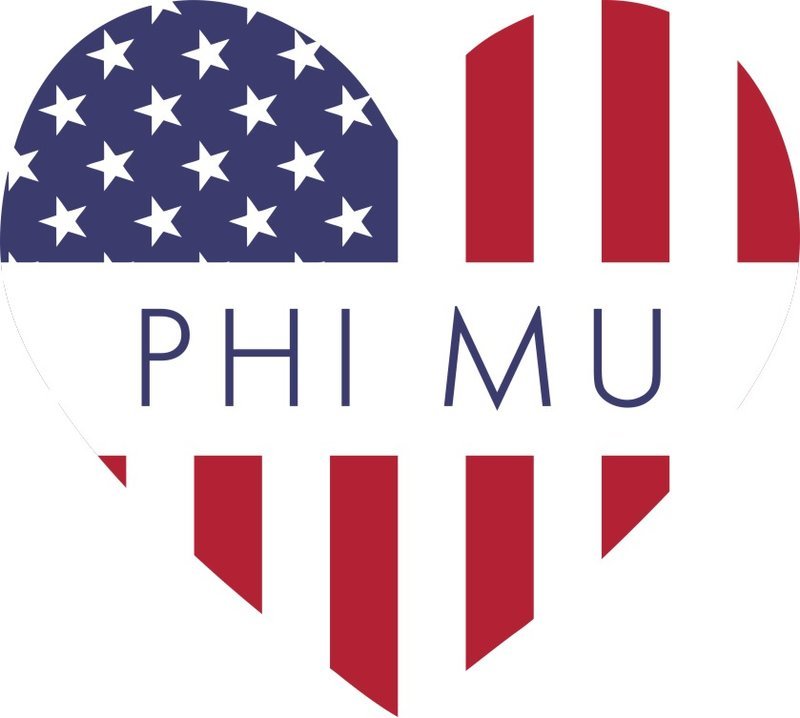 Phi Mu American Flag Greek Heart Shaped Decal