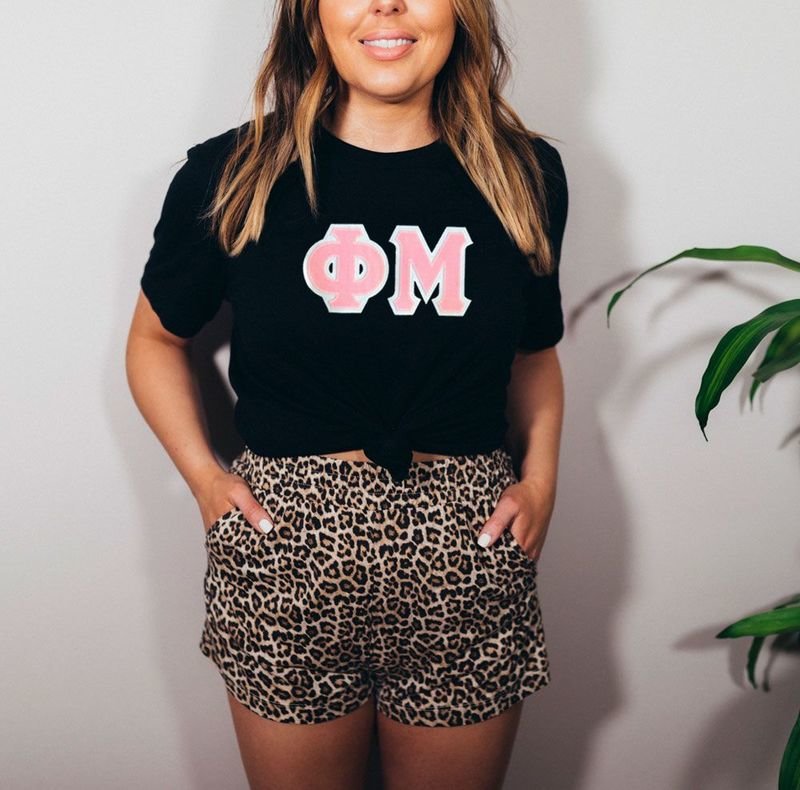 DISCOUNT Phi Mu Lettered Tee