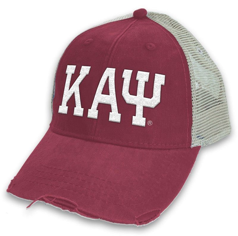 Kappa Alpha Psi Distressed Trucker Hat SALE $21.95. - Greek Gear®