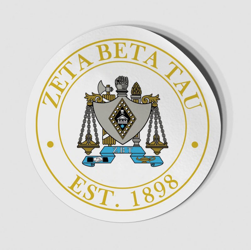 Zeta Beta Tau Circle Crest - Shield Decal SALE $6.95. - Greek Gear®