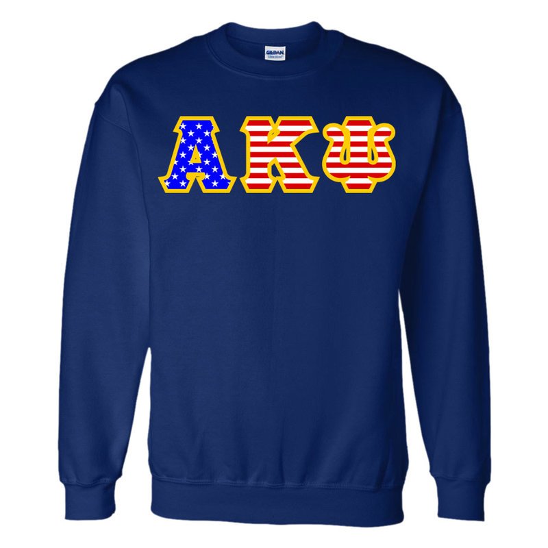 Alpha Kappa Psi Greek Letter American Flag Crewneck Sale 32 95