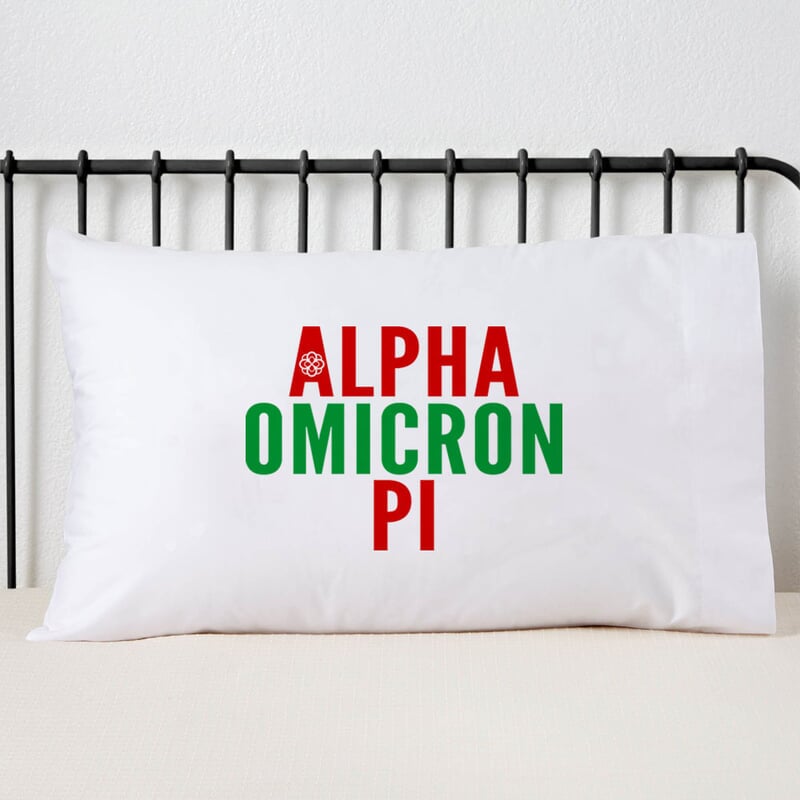 Alpha Omicron Pi Name Stack Pillow Cover Sale 20 00 Greek Gear