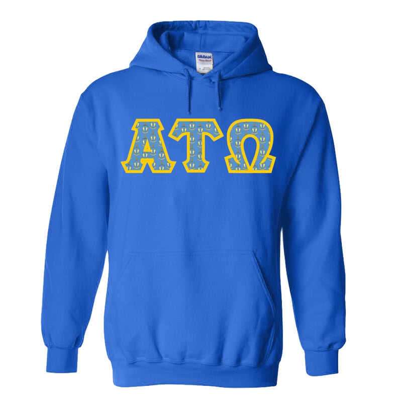 Alpha Tau Omega Fraternity Crest Shield Twill Letter Hooded