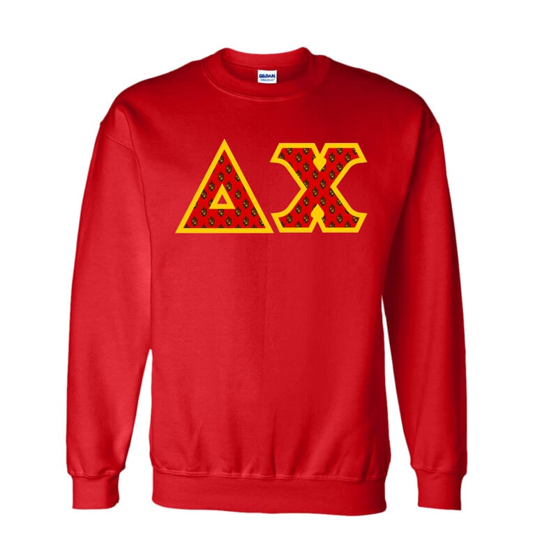 Delta Chi Fraternity Crest Shield Twill Letter Crewneck Sweatshirt Sale 32 95 Greek Gear