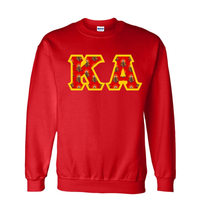 Kappa Alpha Fraternity Crest Shield Twill Letter Crewneck Sweatshirt Sale 32 95 Greek Gear