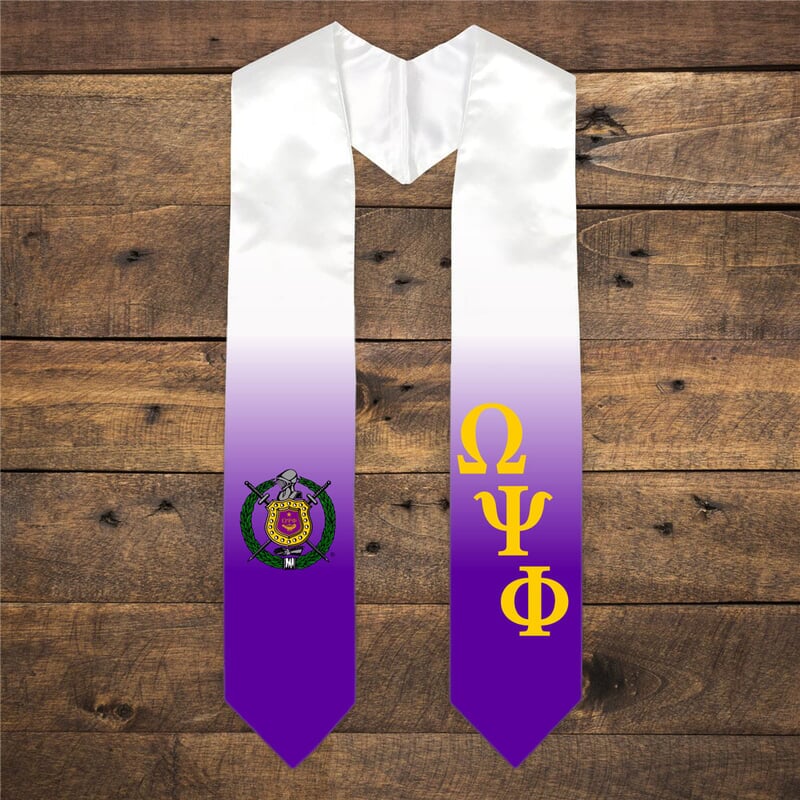 Omega Psi Phi Extra Fancy Diagonal Greek Graduation Stole W Crest SALE