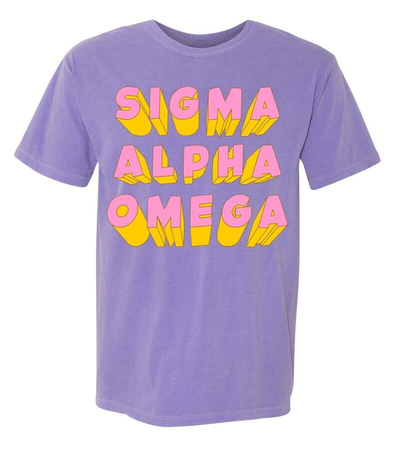 Sigma Alpha Omega 3Delightful Tee Comfort Colors SALE 25.00. Greek