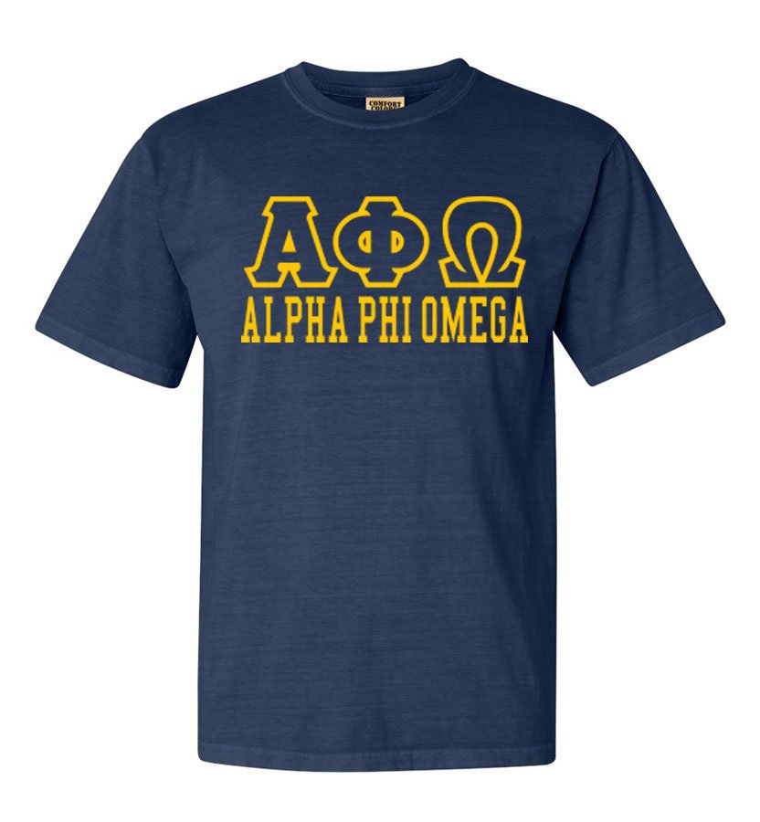 Alpha Phi Omega Greek Outline Comfort Colors Heavyweight T-Shirt SALE ...