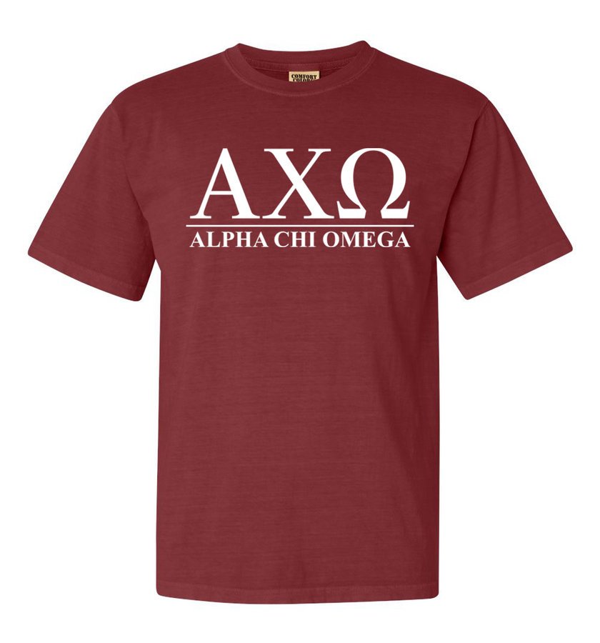 Alpha Chi Omega Comfort Colors Heavyweight T Shirt Sale 2500 Greek