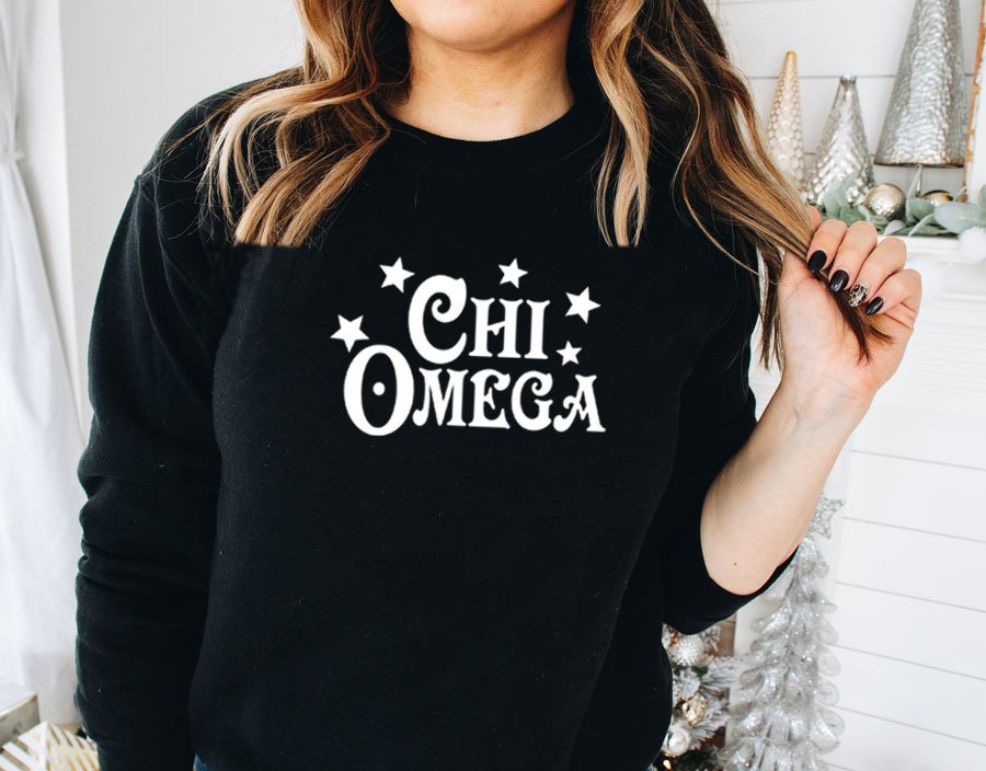 Chi Omega Comfort Colors Old School Custom Crew SALE $49.99. - Greek Gear®