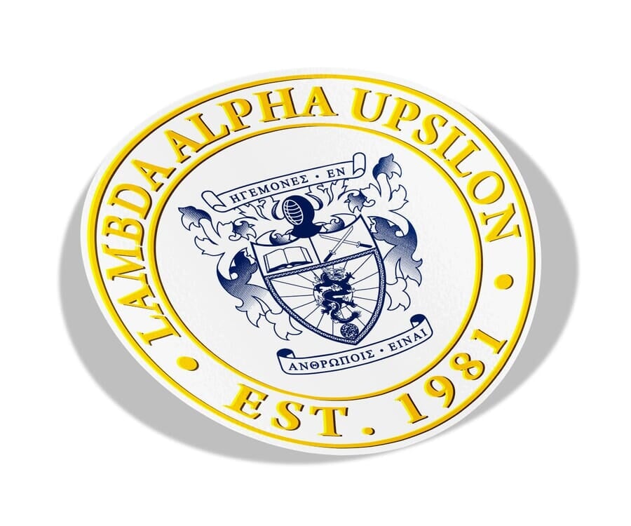 Lambda Phi Epsilon Circle Crest Shield Decal SALE 6.95. Greek Gear®