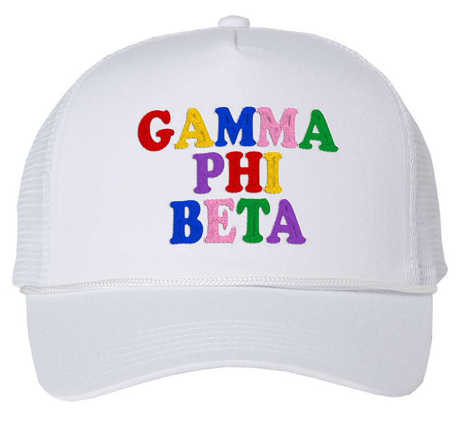 Gamma Phi Beta Rainbow Trucker Hat