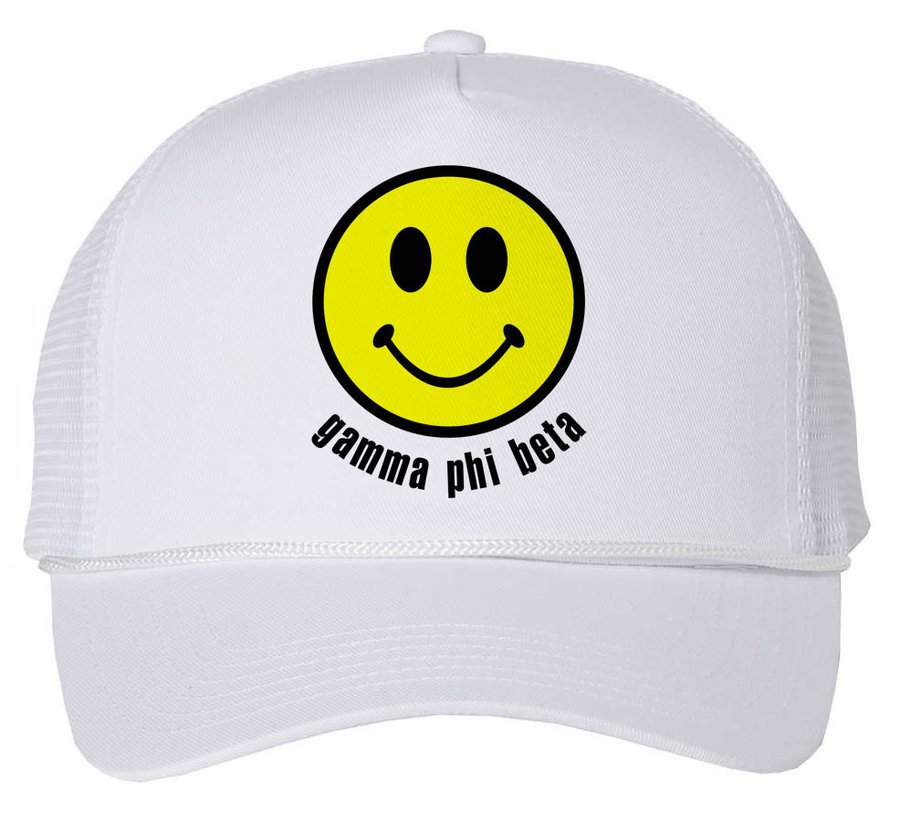 Gamma Phi Beta Smiley Face Trucker Hat