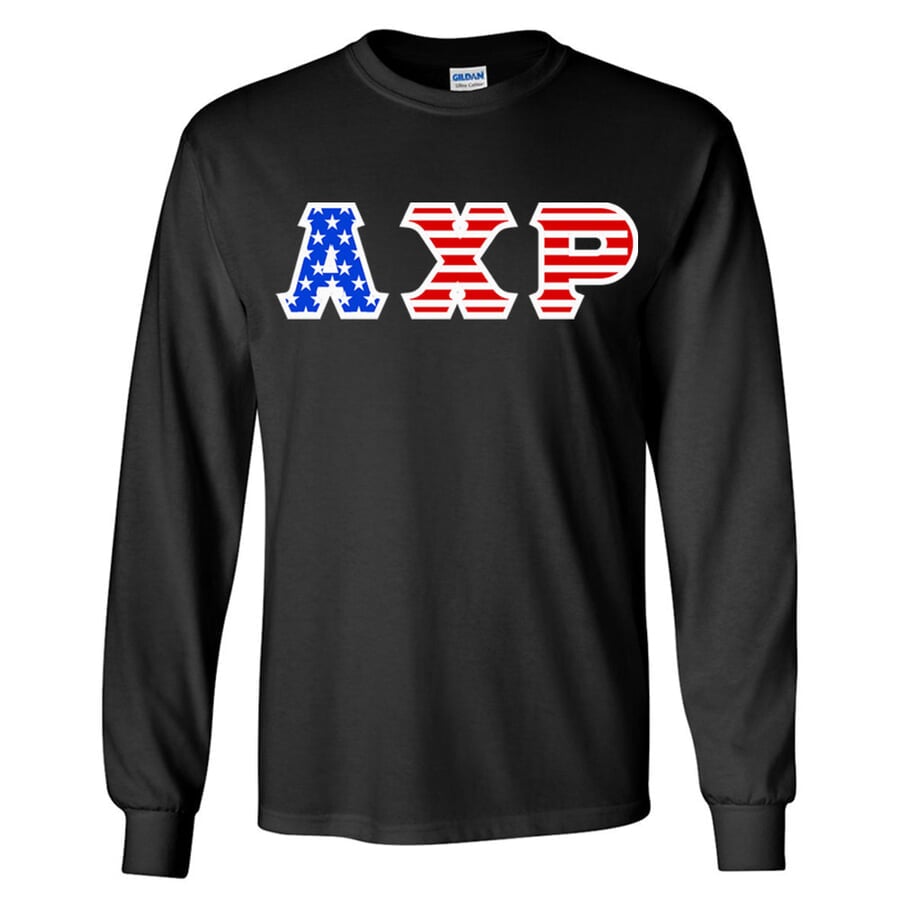 Alpha Chi Rho Greek Letter American Flag long sleeve tee SALE $25.95 ...