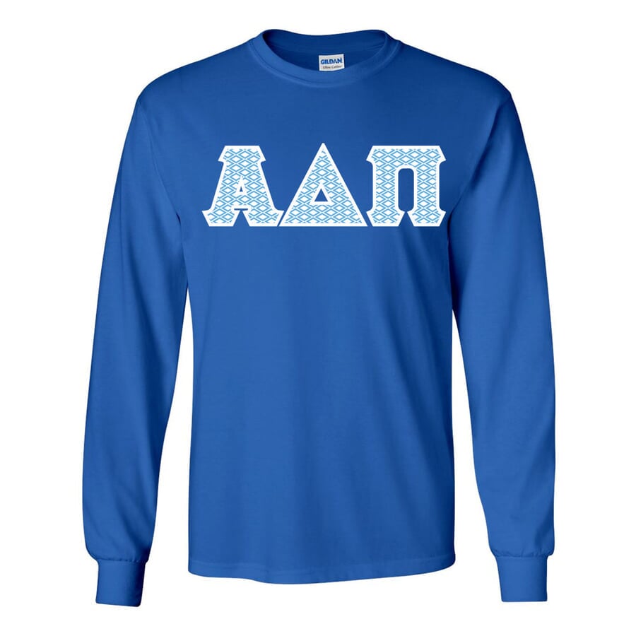 Alpha Delta Pi Official Blue & White Diamond Pattern Greek Lettered