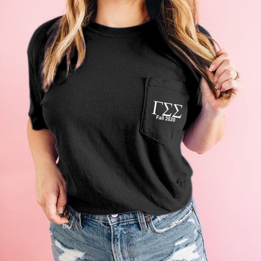 Gamma Sigma Sigma Custom Comfort Colors Pocket Tee Sale 28 99 Greek Gear