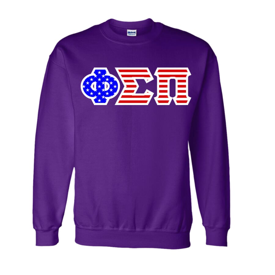 Phi Sigma Pi Greek Letter American Flag Crewneck SALE 40.00. Greek Gear®