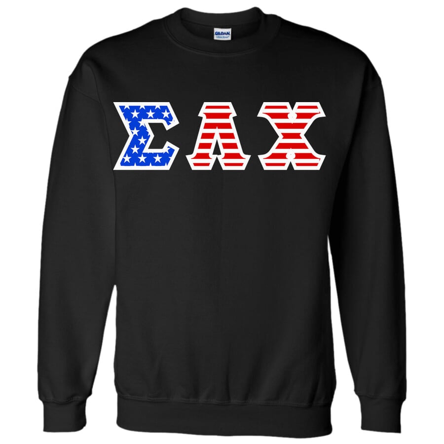 Sigma Lambda Chi Greek Letter American Flag Crewneck SALE ...