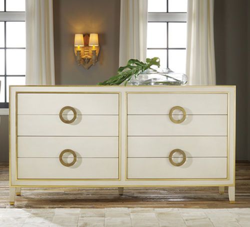 Retro Abstract Dresser in Antique Gold with White Accents for Sale ...