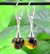 Amber Drop Dangle Earrings Made of Baltic Amber With Bits of Flora
