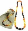 2 Matching Multicolor Amber Necklaces for Mom and Child