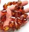 SPARKLING Amber Necklace Made of Faceted Cognac Color Amber