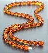 Amber Healing Necklace Made of Bean Shape Cognac Color Amber
