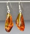 Cognac Amber Earrings Made of Natural Shape Amber Rocks