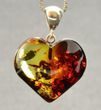 Amber Heart Pendant Made of Precious Healing Baltic Amber