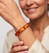 Bangle Style Amber Bracelet Made of Pyramid Shape Cognac Amber 