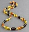 Men's Amber Necklace Made of Cylinders, Disk Shape Amber. Unisex.