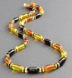 Men's Amber Necklace Made of Cylinders, Disk Shape Amber. Unisex.